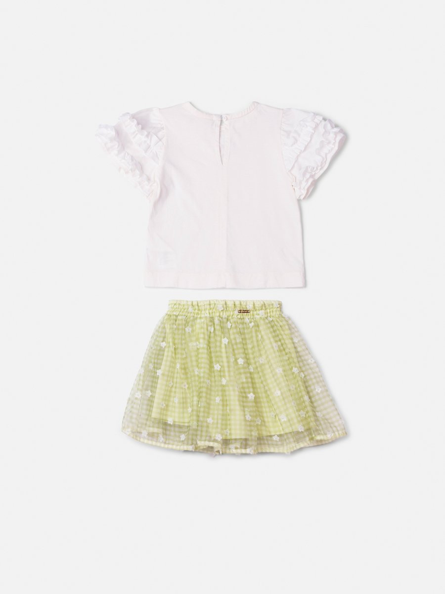 Vichy Green Plaid Floral Tulle Set