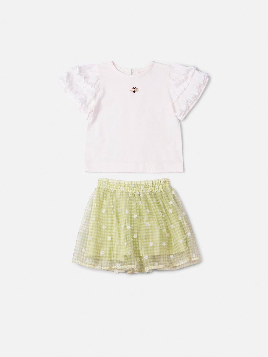 Vichy Green Plaid Floral Tulle Set