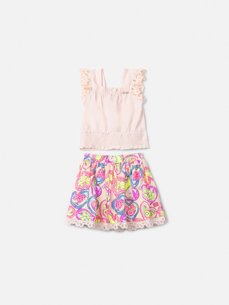 Children's Fruit Print Set with Lace