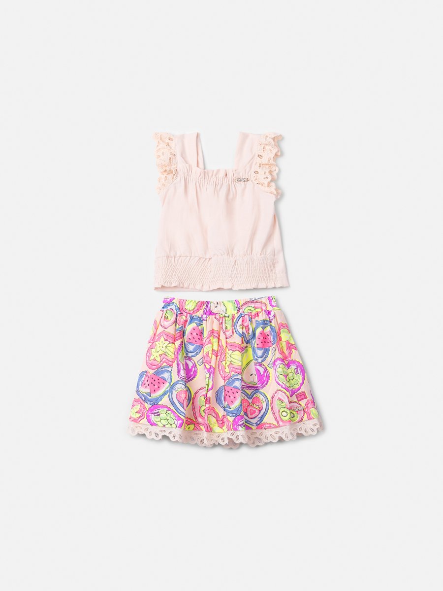 Children's Fruit Print Set with Lace