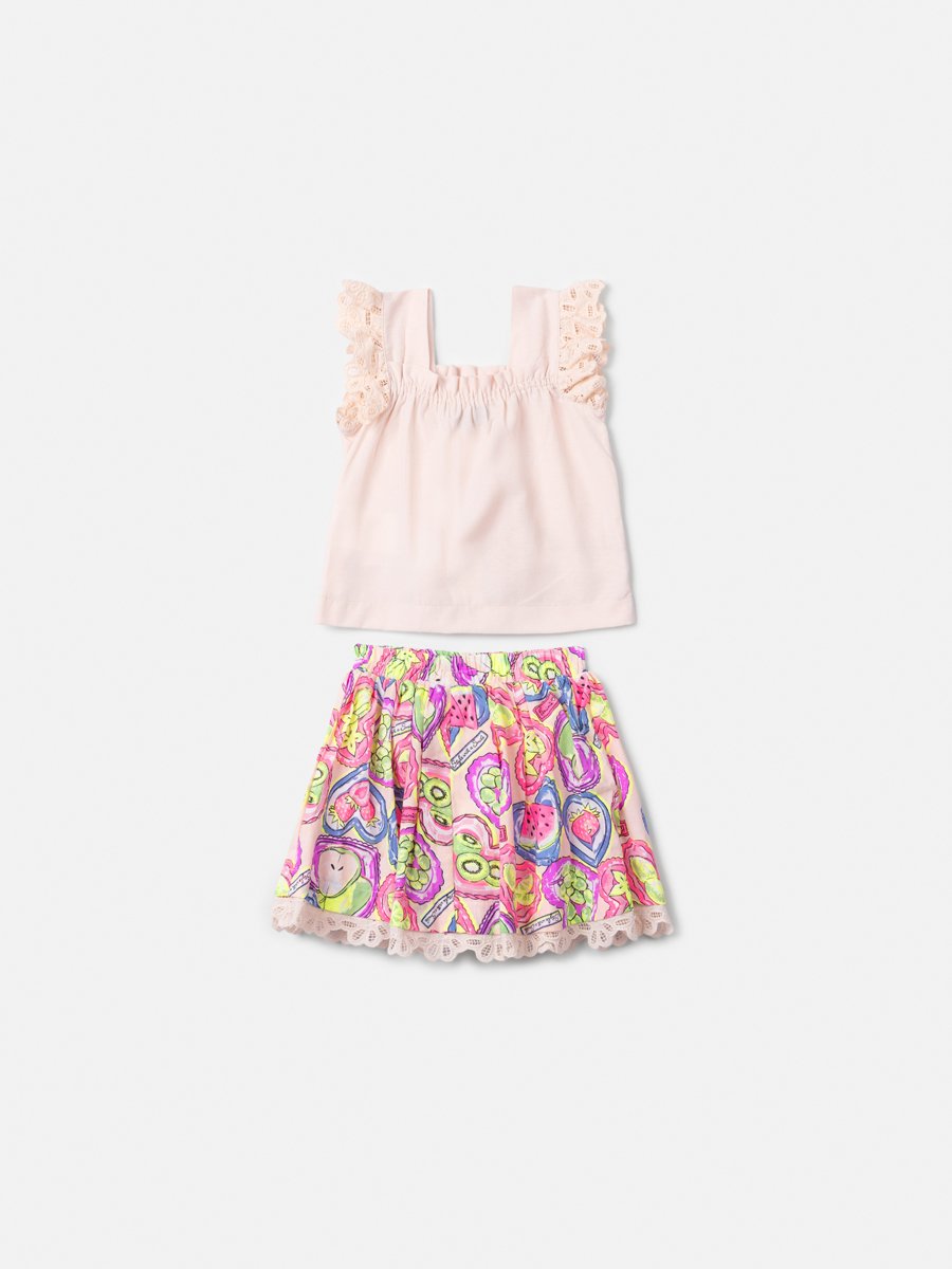 Children's Fruit Print Set with Lace