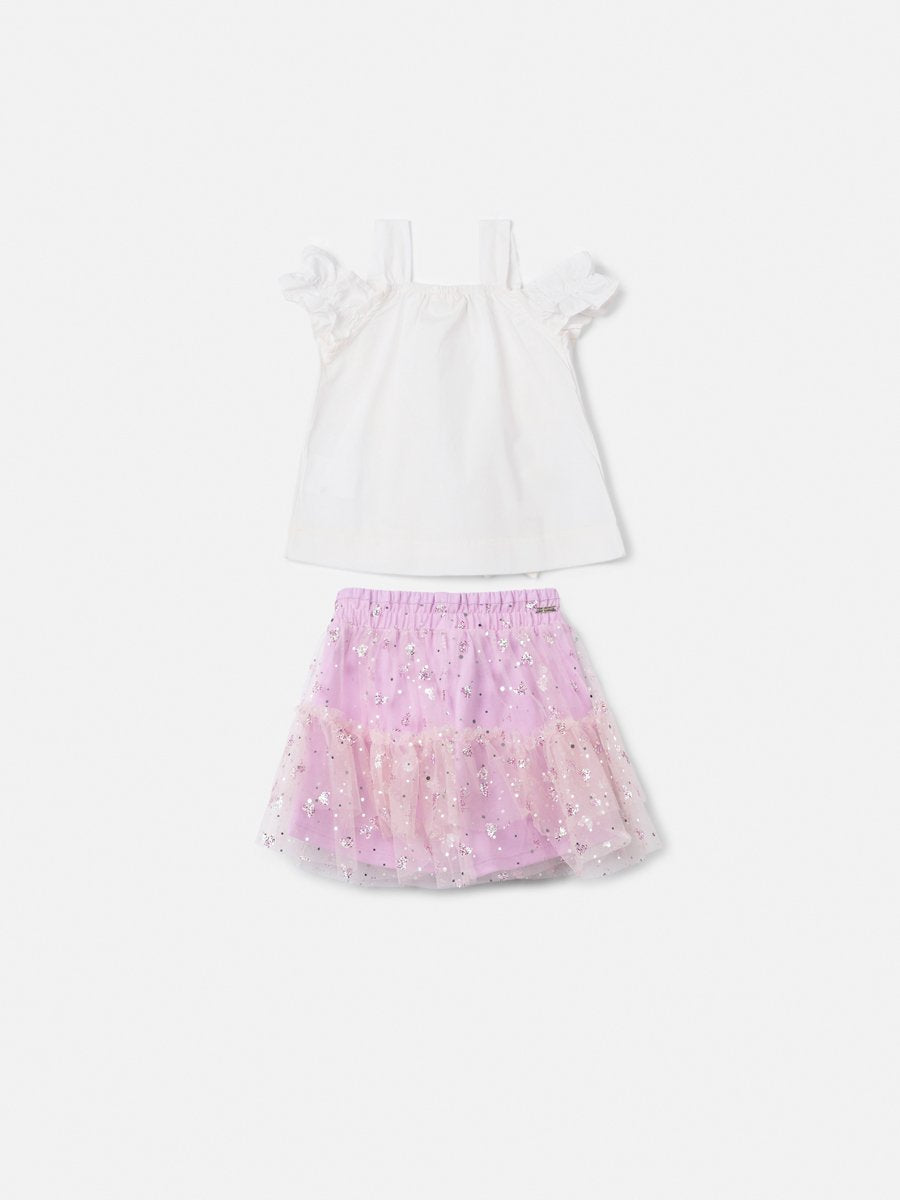 Lilac Tulle Shine Embroidered Set