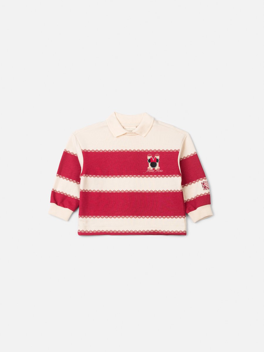 Children's Sweatshirt Anime Girl Striped Polo Collar with Lace