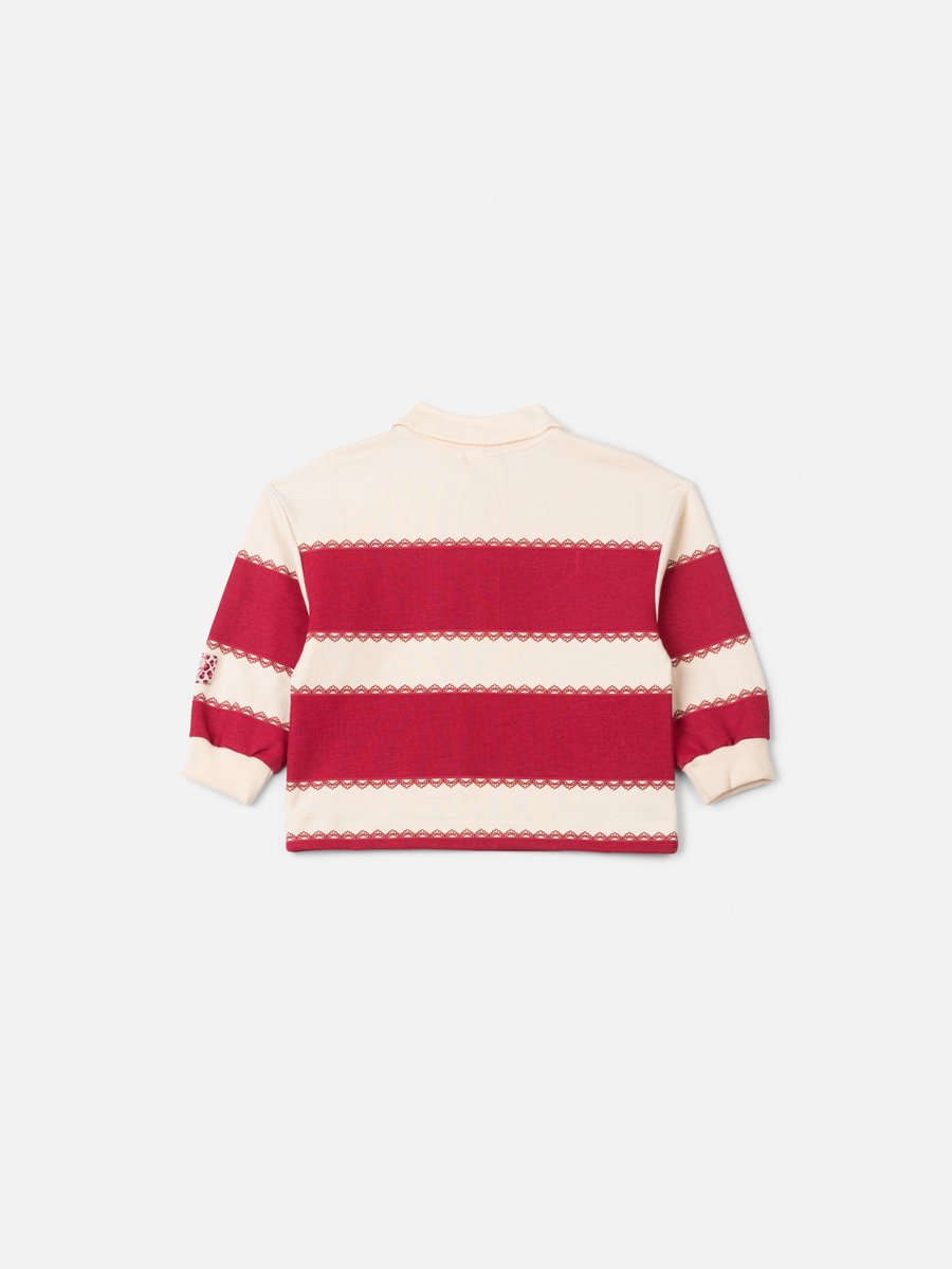 Animê Girls' Sweatshirt – Striped Polo Collar with Lace