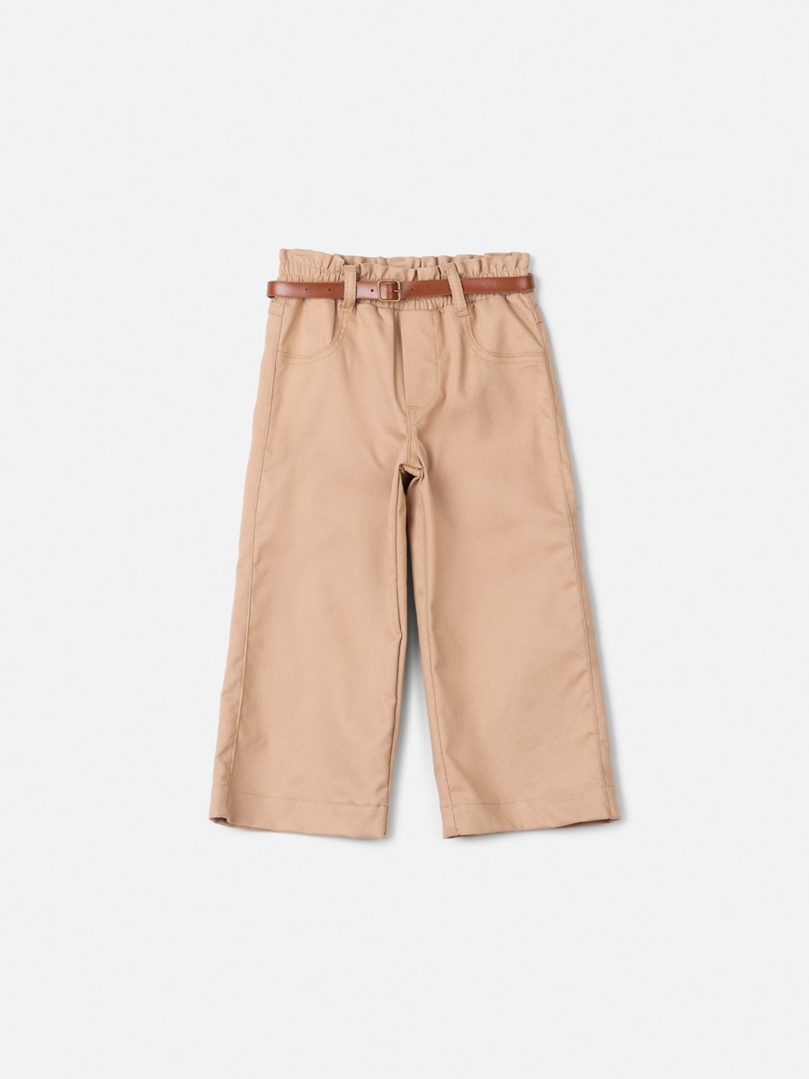 Animê Girls' Pants – Wide-Leg Twill with Belt
