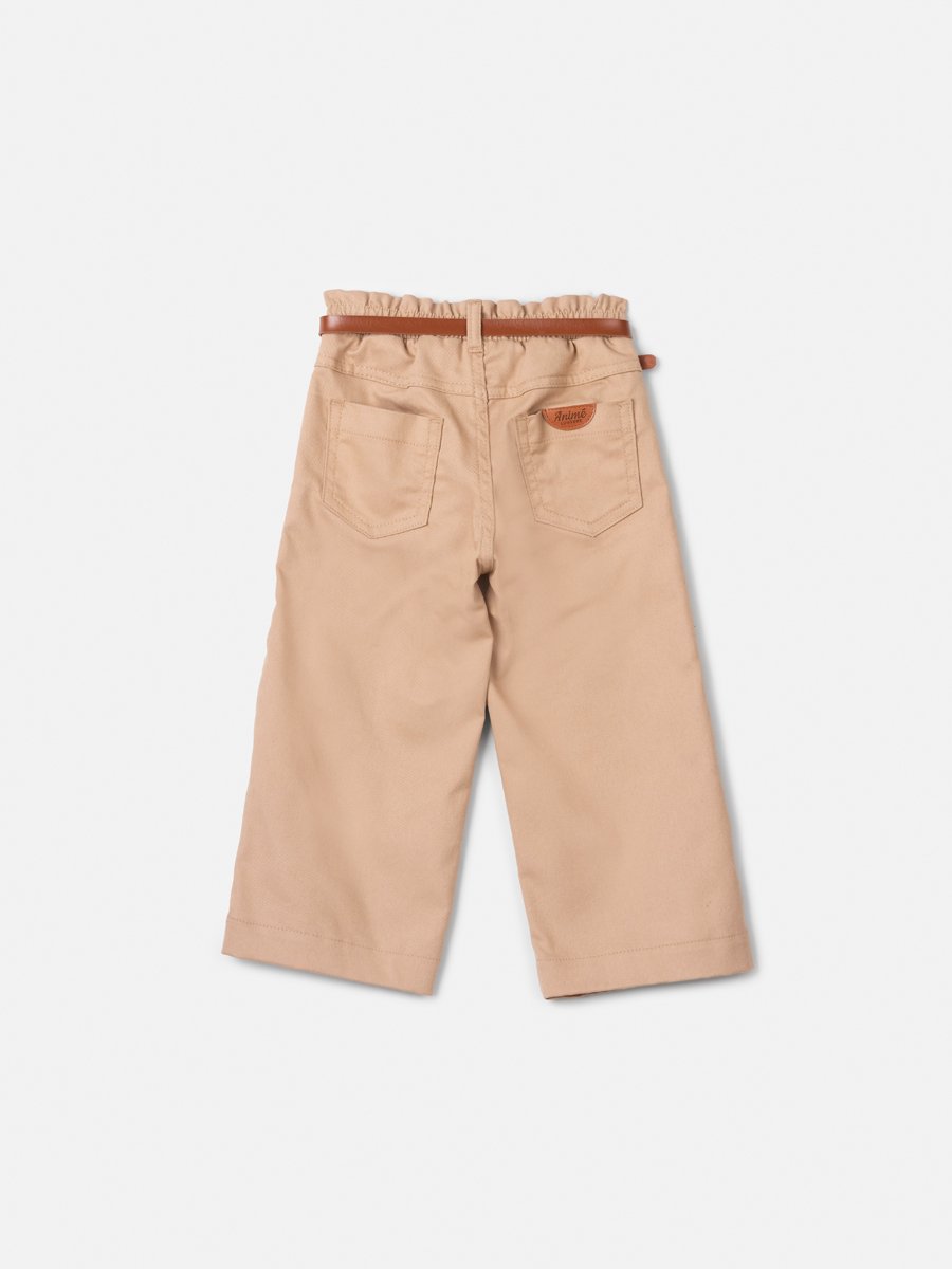 Animê Girls' Pants – Wide-Leg Twill with Belt