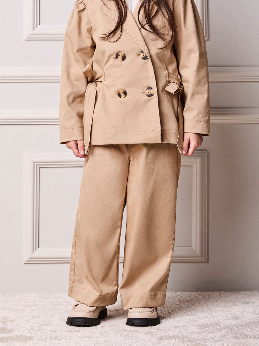 Animê Girls' Pants – Wide-Leg Twill with Belt