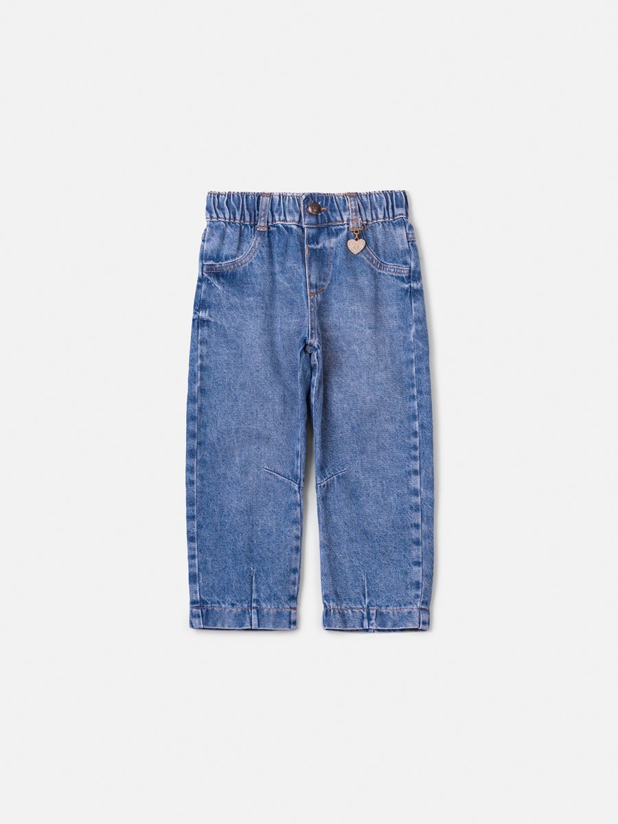 Animê Girls' Pants – Barrel Denim with Panel Details and Charms