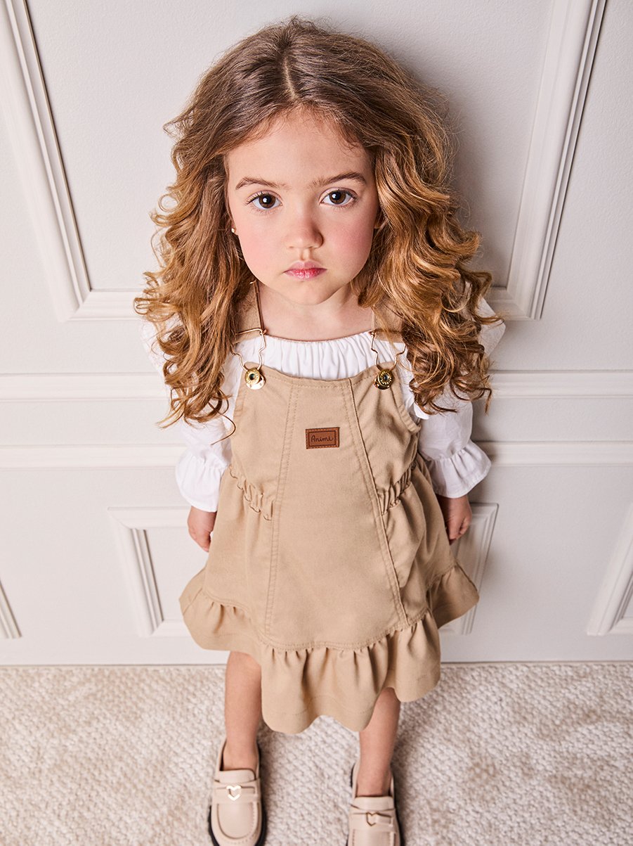 Children's Animé Twill Salopete with Cutouts and Buckles