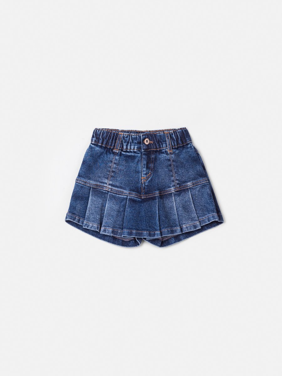 Animê Girls' Skort – Denim with Pleats and Panel Details