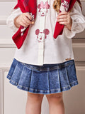 Animê Girls' Skort – Denim with Pleats and Panel Details