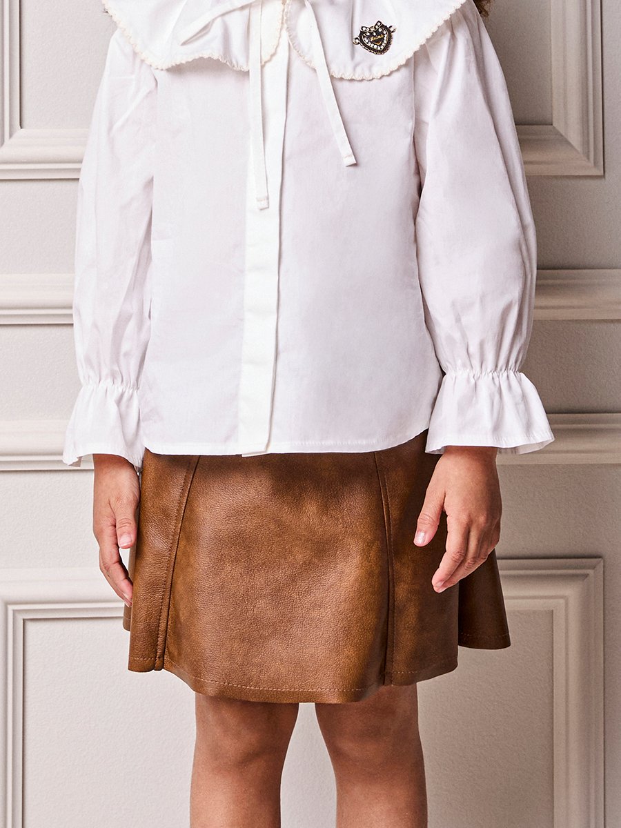 Children's Skirt Anime Girl Fake Leather Brown with Pendant