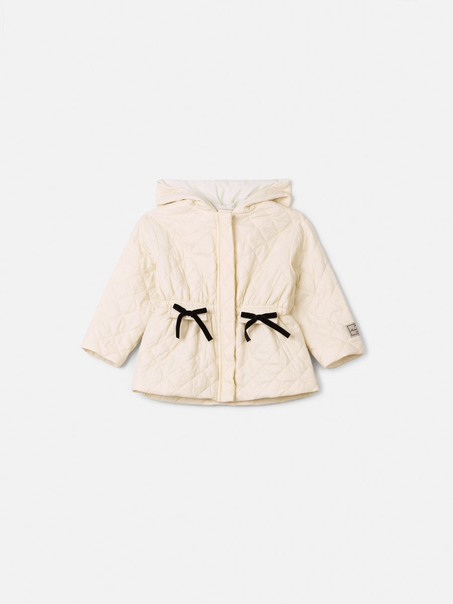 Children's Girl Anime Puffer Jacket with Velvet Bows