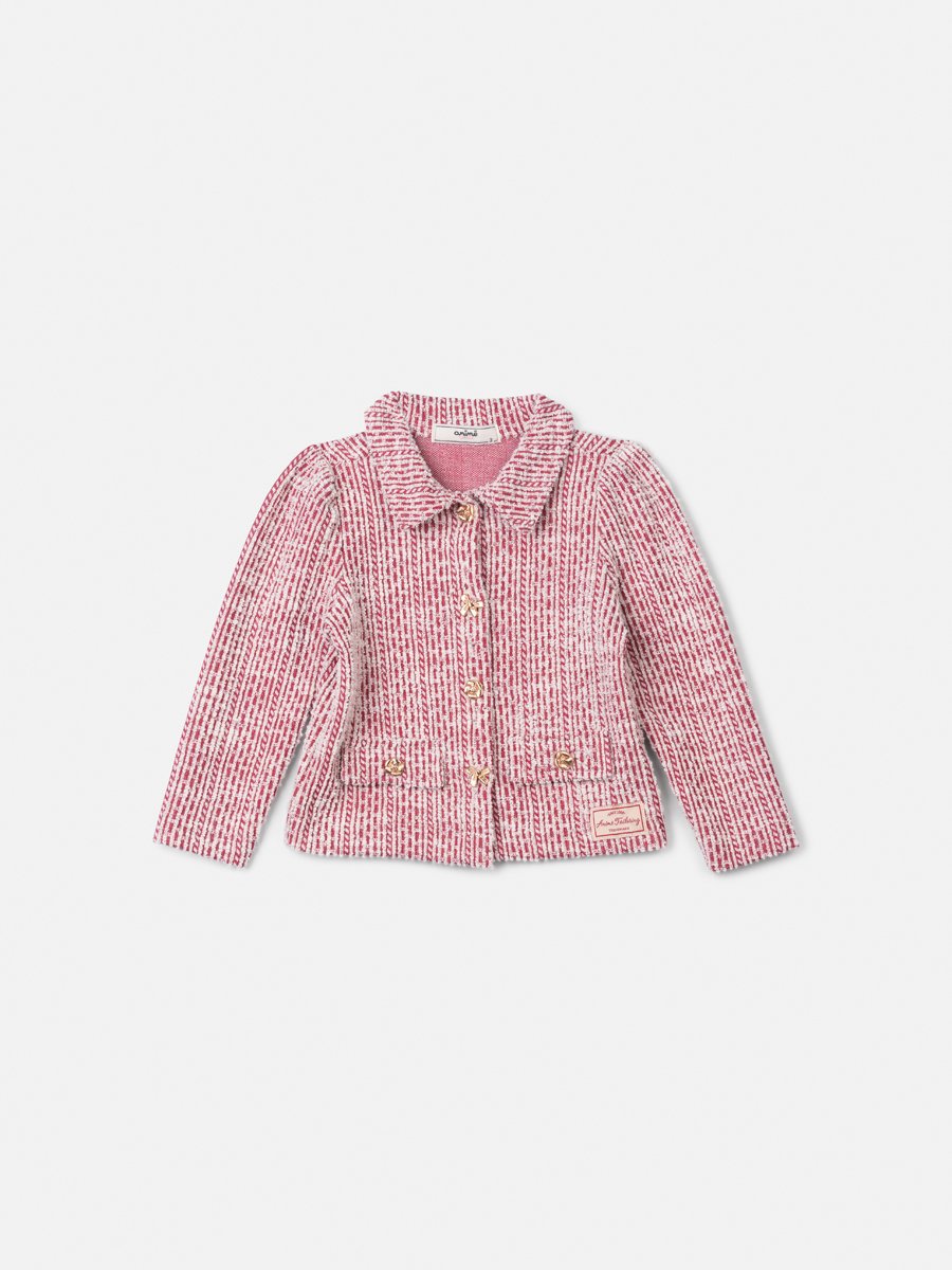 Animê Girls' Coat – Tweed Cherry with Mix in buttons