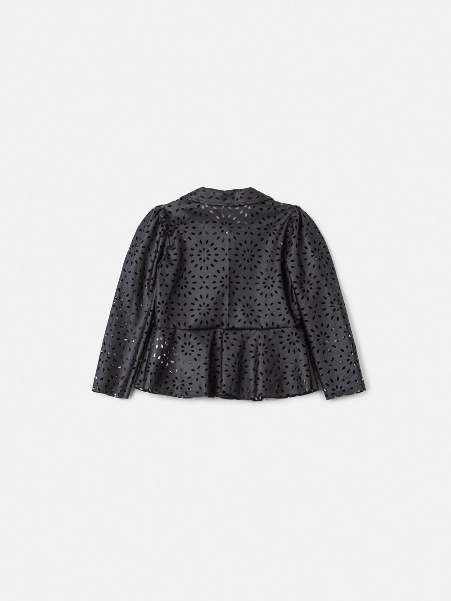 Animê Girls' Jacket – Cutout Faux Leather with Charm