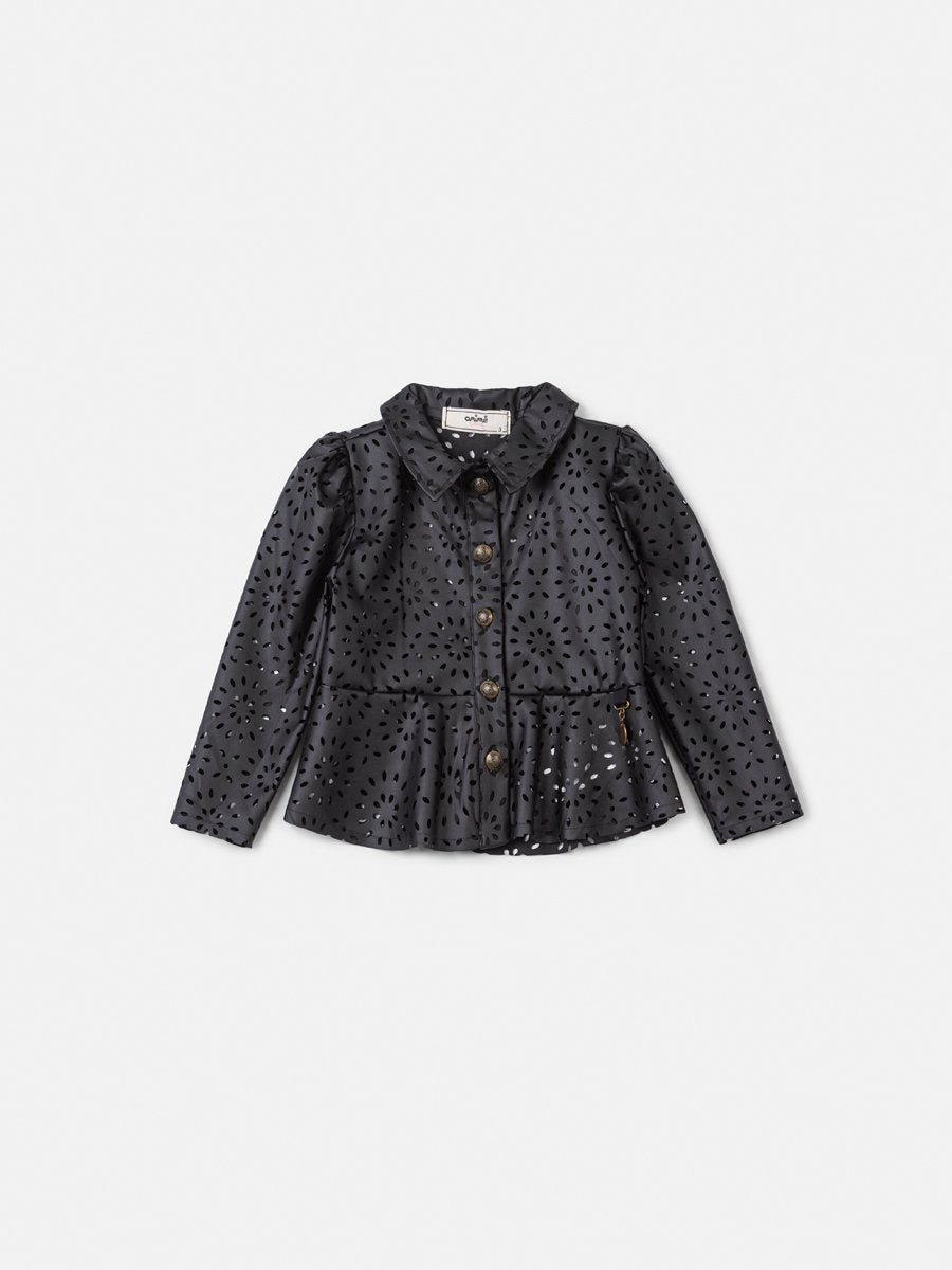 Animê Girls' Jacket – Cutout Faux Leather with Charm