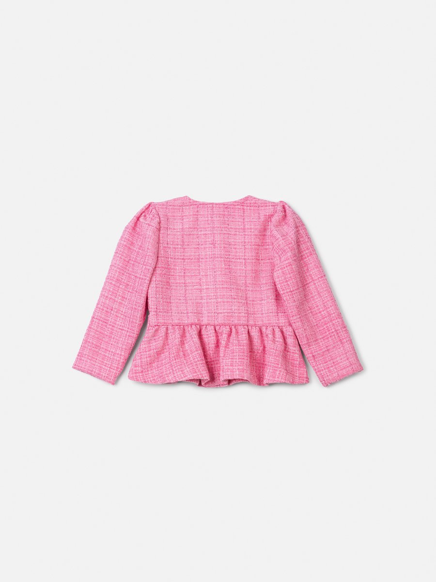 Animê Girls' Coat – Tweed Pink with buttons in heart