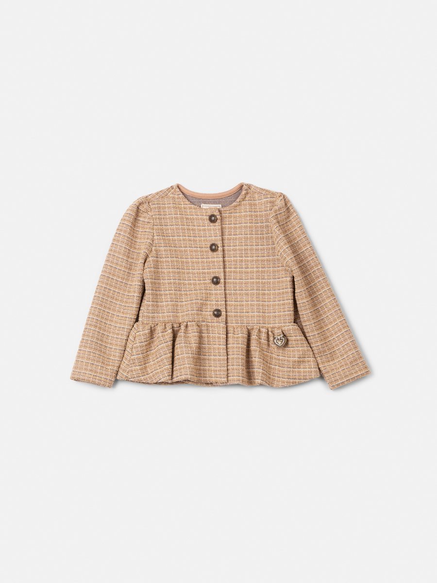 Animê Girls' Coat – Tweed Peplum with Charm