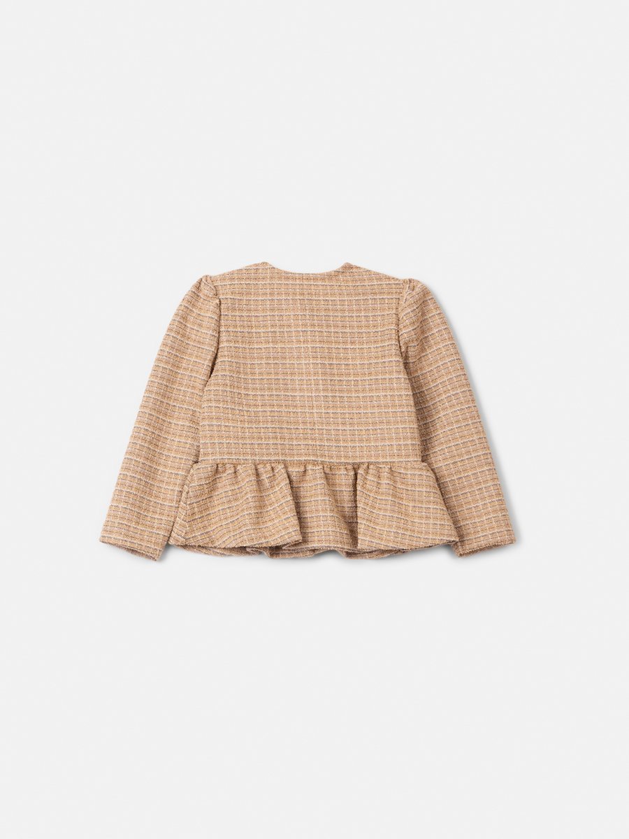 Animê Girls' Coat – Tweed Peplum with Charm