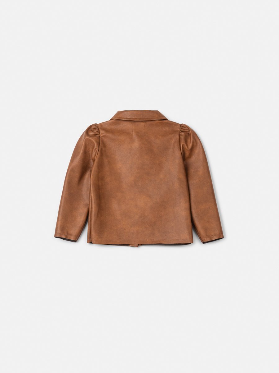 Children's Jacket Anime Girl Fake Leather with Ruffled Sleeves and Pendant