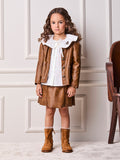 Children's Jacket Anime Girl Fake Leather with Ruffled Sleeves and Pendant