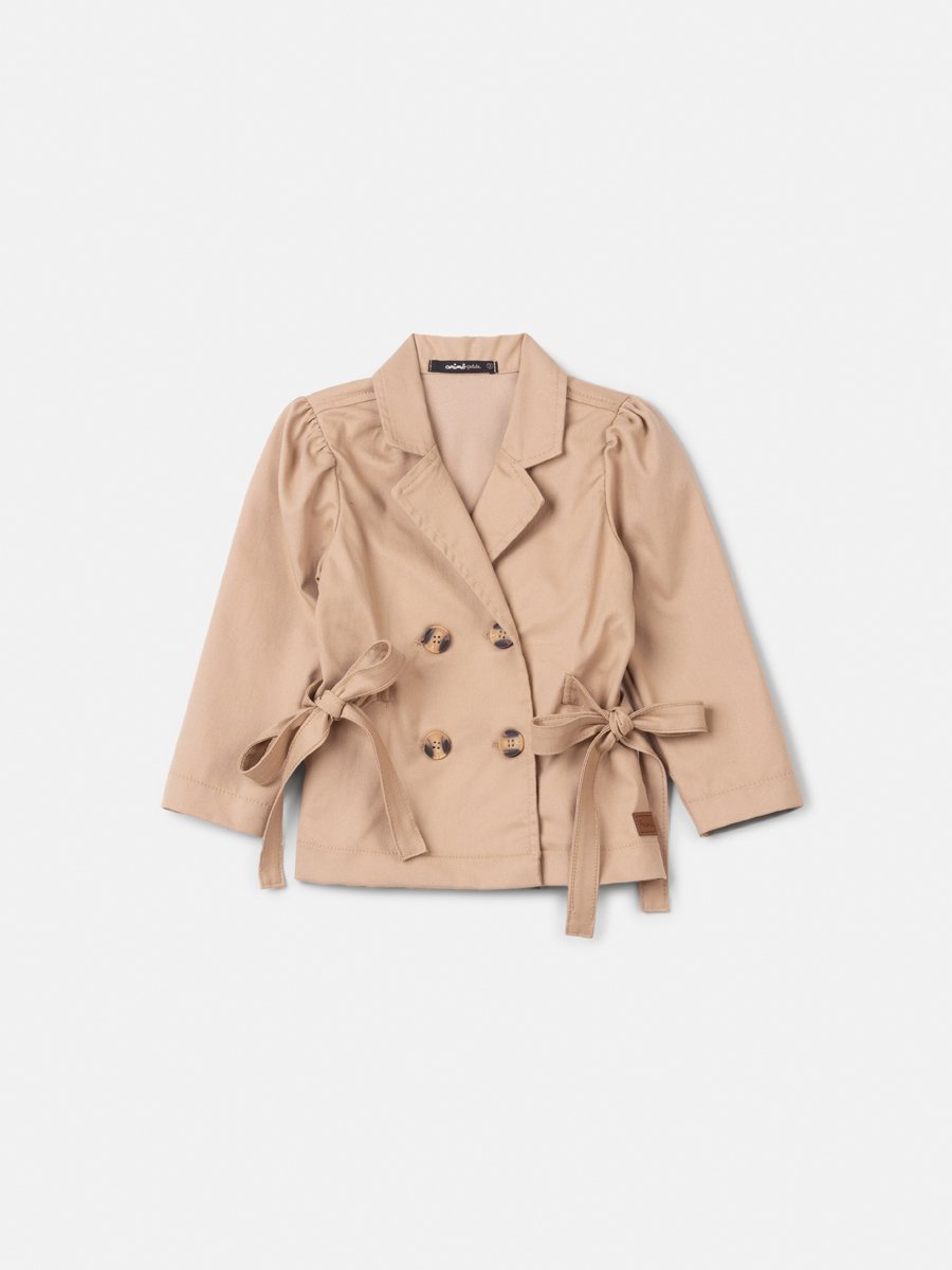 Animê Girls' Jacket – Twill Trench Coat with Oversized Bows