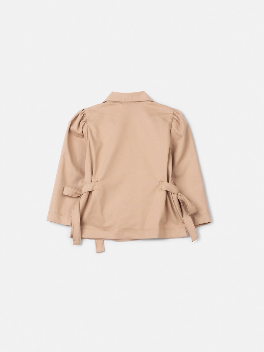 Animê Girls' Jacket – Twill Trench Coat with Oversized Bows