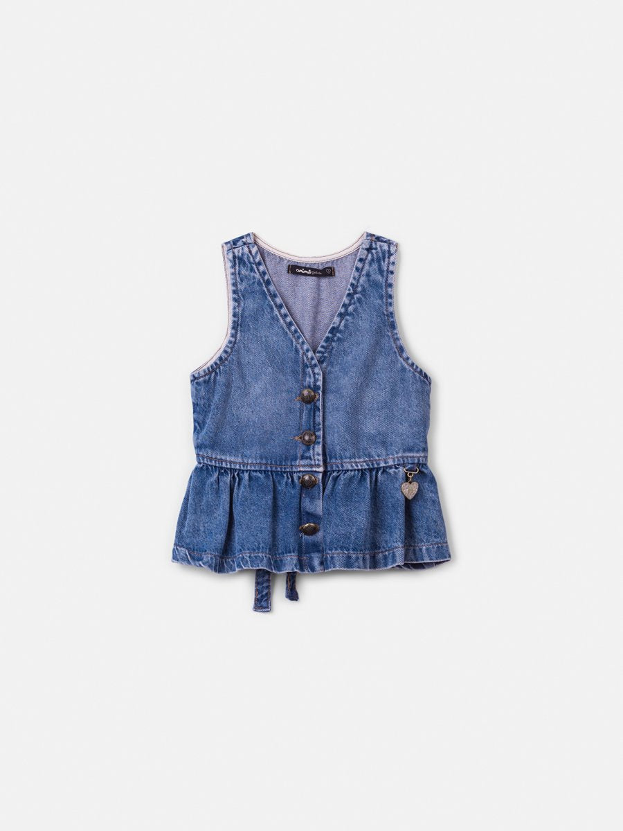 Children's Vest Girl Anime Jeans Peplum with Pendant