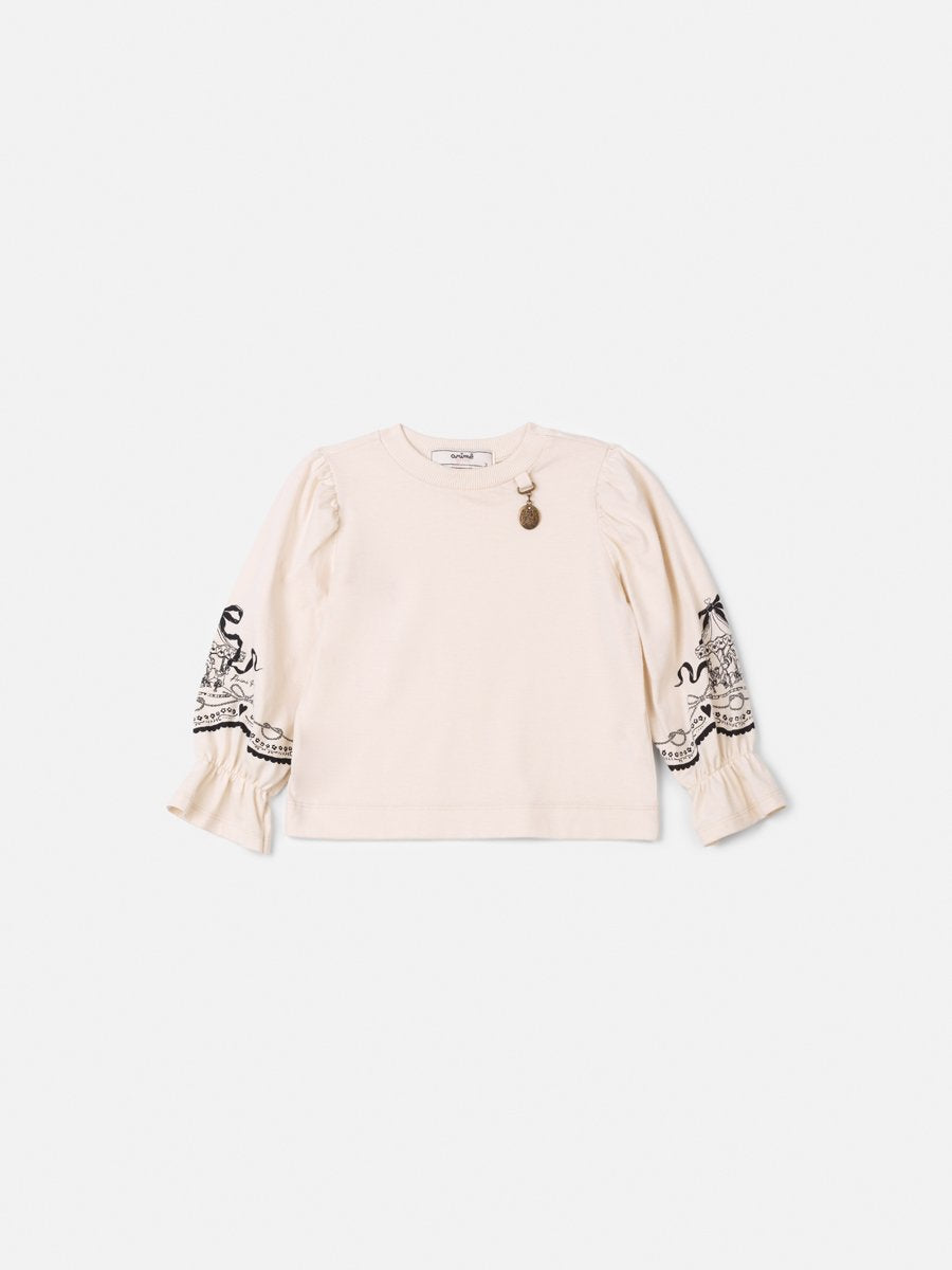 Animê Girls' Top – Long Sleeve Printed Top with Trim