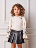 Children's Anime Girl's Blouse with Ribbed