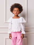 Lastex Anime Children's Blouse with Double Sleeves and Ribbed