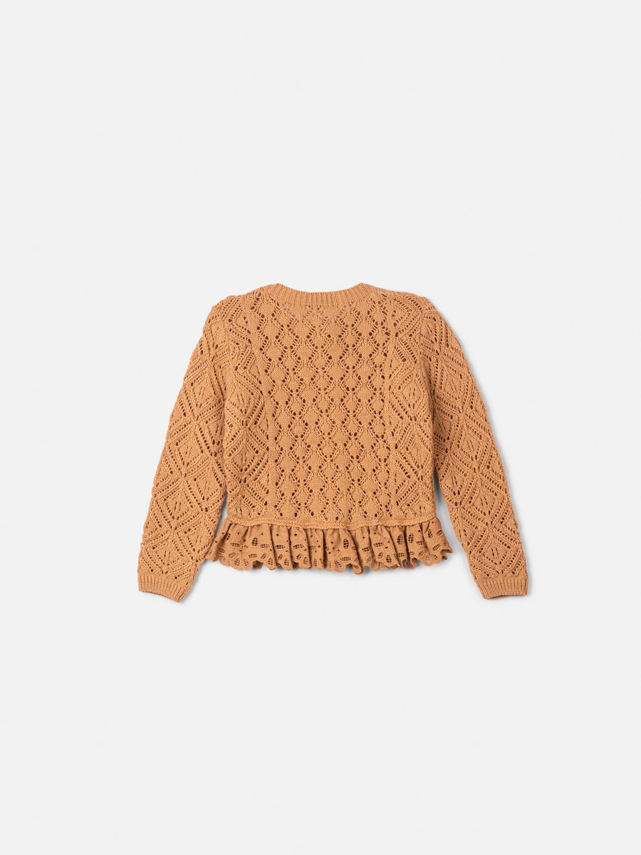 Animê Girls' Cardigan – Knit Cardigan with Broderie Anglaise