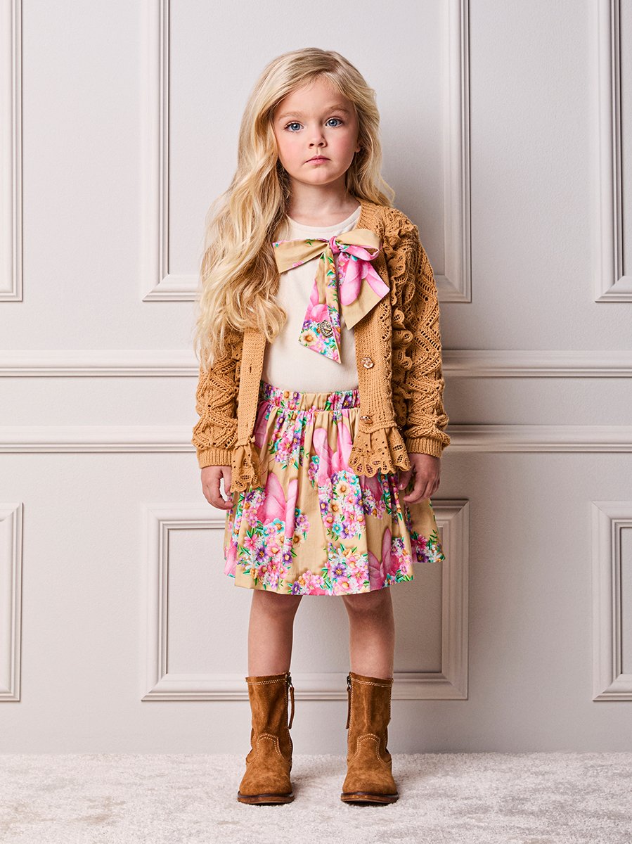 Animê Girls' Cardigan – Knit Cardigan with Broderie Anglaise