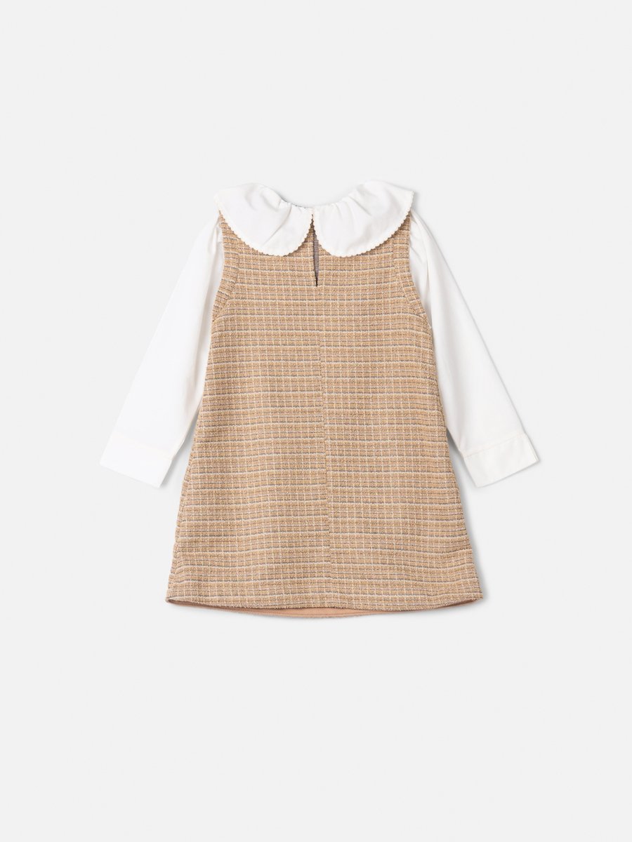 Children's Animé Tweed Dress with Tricoline Collar and Sleeves