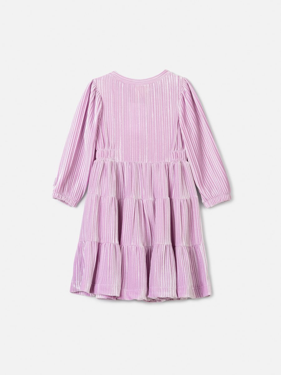 Animê Girls' Dress – Pleated Velvet with Tulle Bows