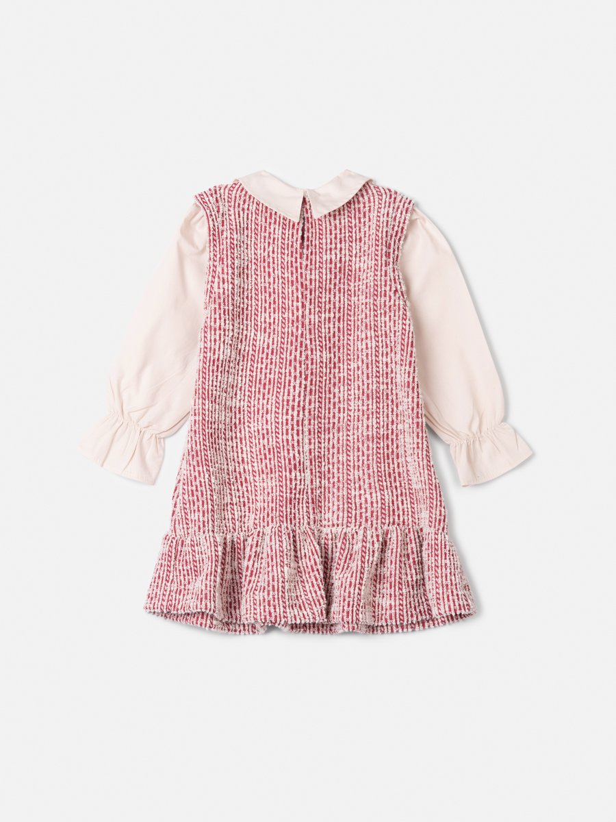 Children's Animé Tweed Dress with Bow Collar