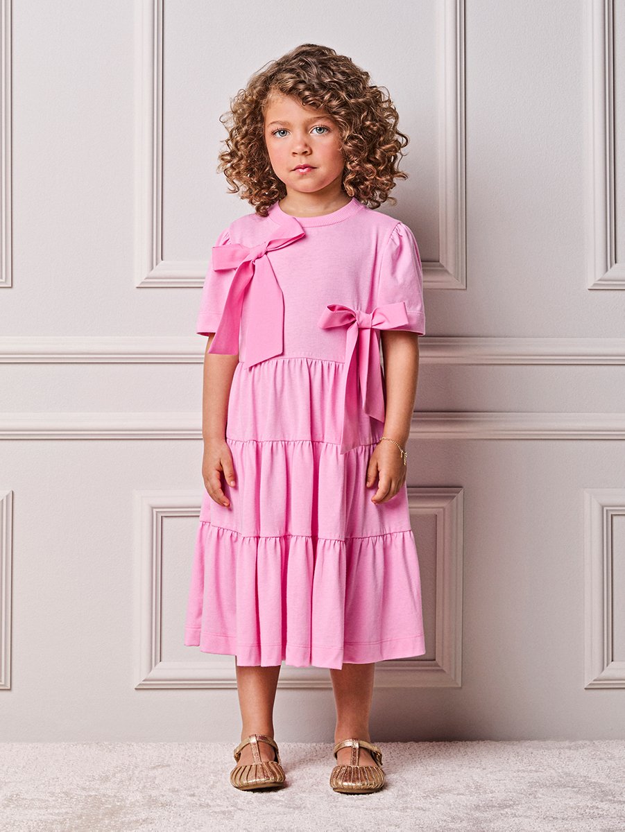 Animê Girls' Dress – Tiered Gathered Dress with Oversized Bows