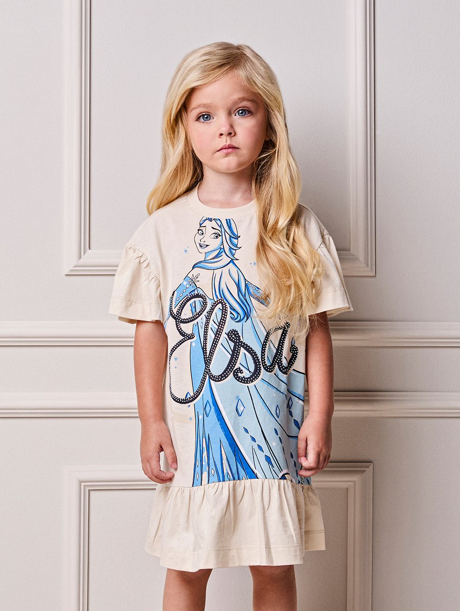 Animê Girls' Dress – pearl Elsa with Rhinestones