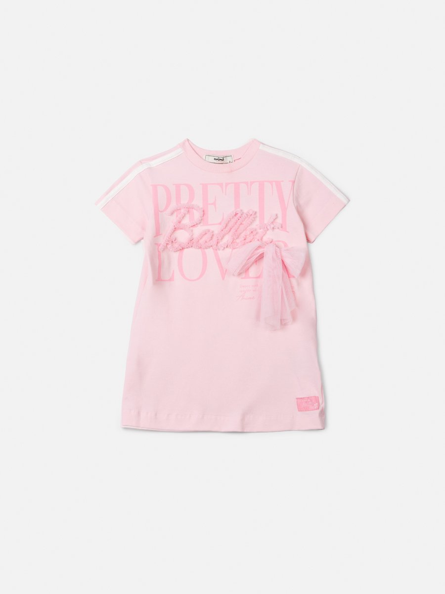 Baby Pink Animê Ballet Girl Dress with Embroidery and Tulle Bow