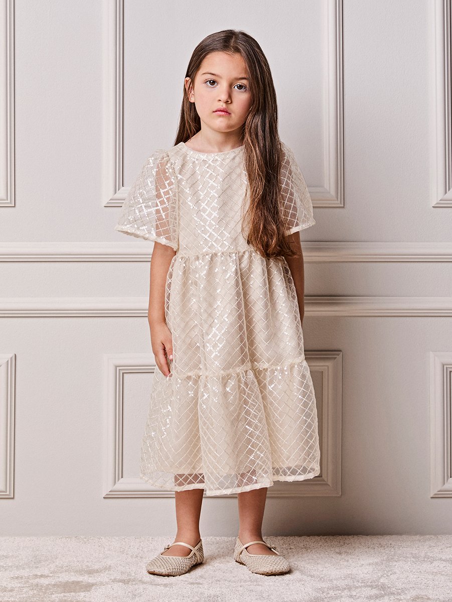 Children's Girl Animé Pearl Tulle Dress with Sequins