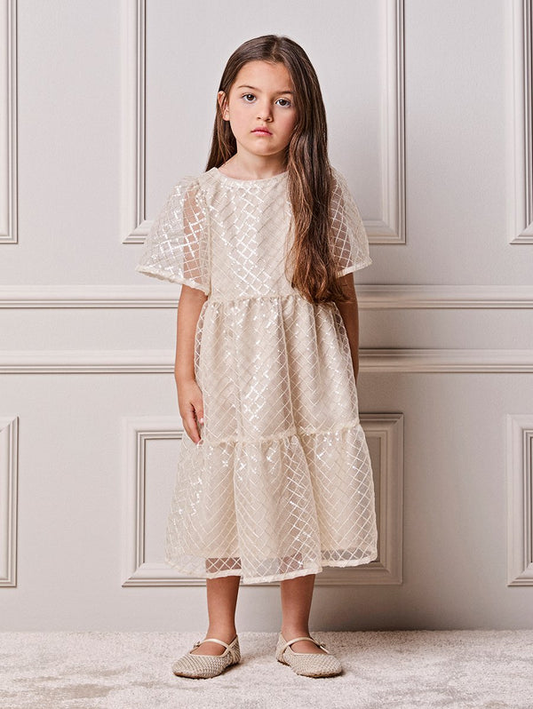Children's Girl Animé Pearl Tulle Dress with Sequins