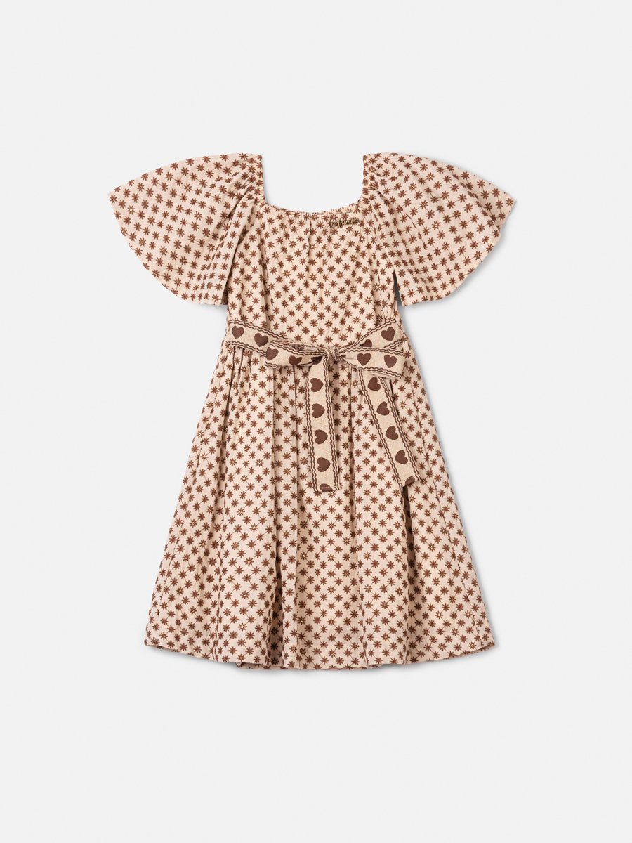 Children's Anime Girl Dress Embroidered with Hearts Strip