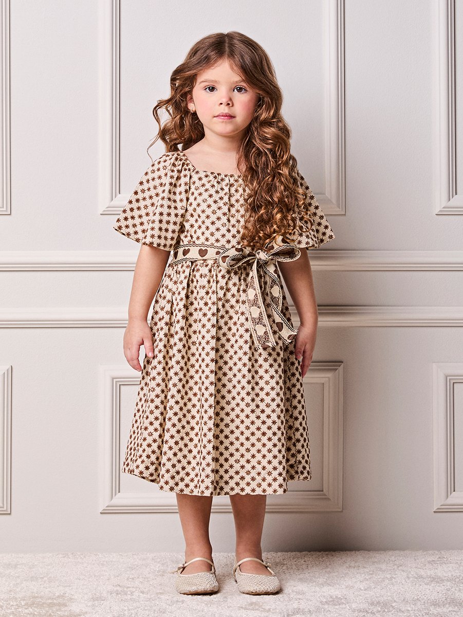 Animê Girls' Dress – Embroidered with sash in hearts