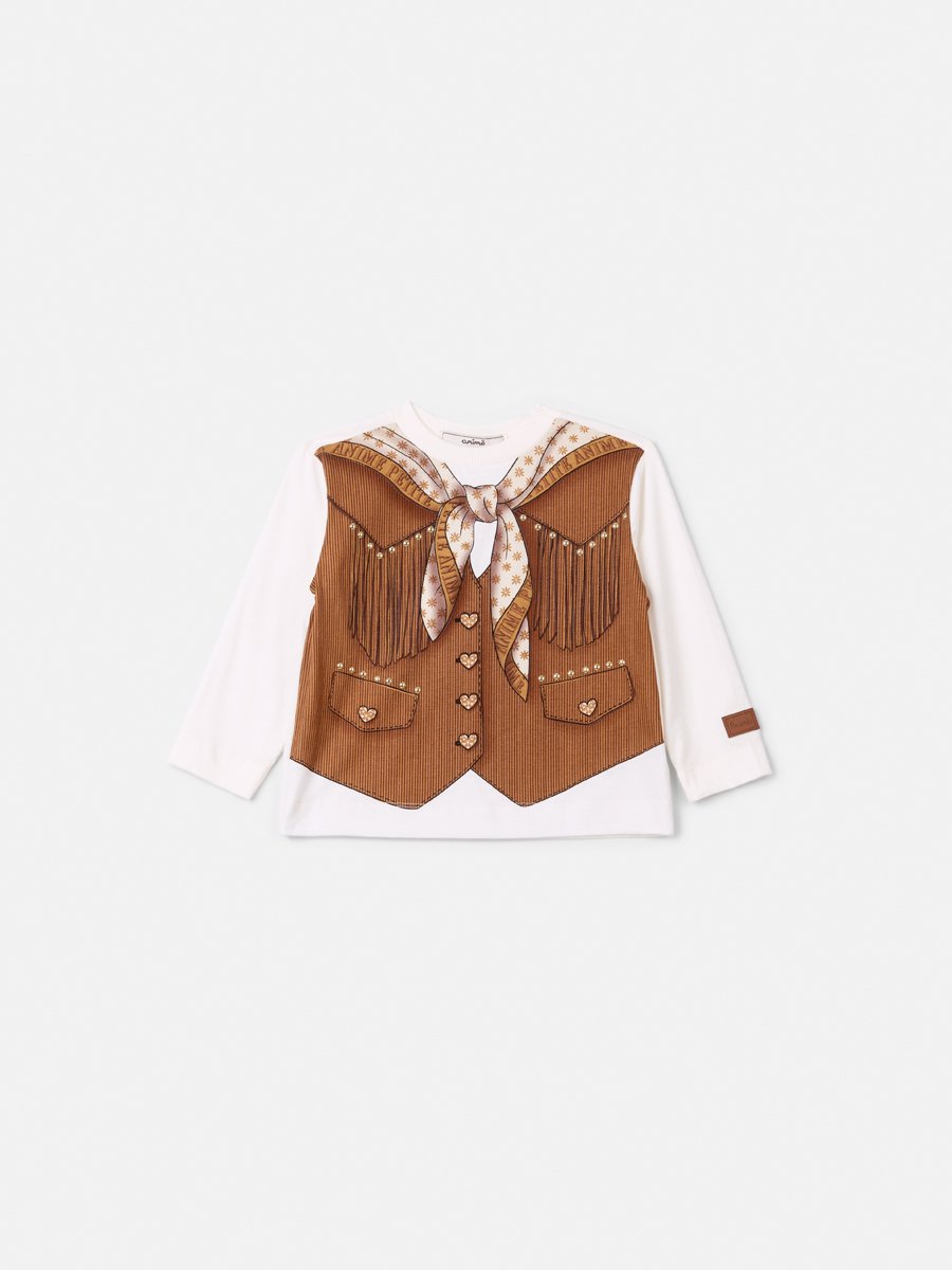 Anime Girl Children's T-Shirt with Country Vest Print