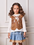 Anime Girl Children's T-Shirt with Country Vest Print