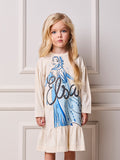 Animê Girls' Dress – Long Sleeve Elsa with Rhinestones