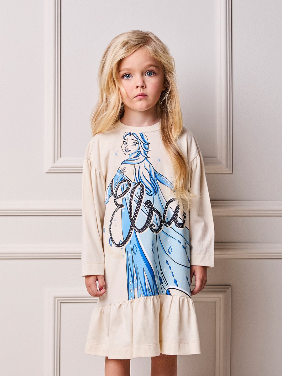 Children's Anime Girl Long Sleeve Elsa Dress with Rhinestones