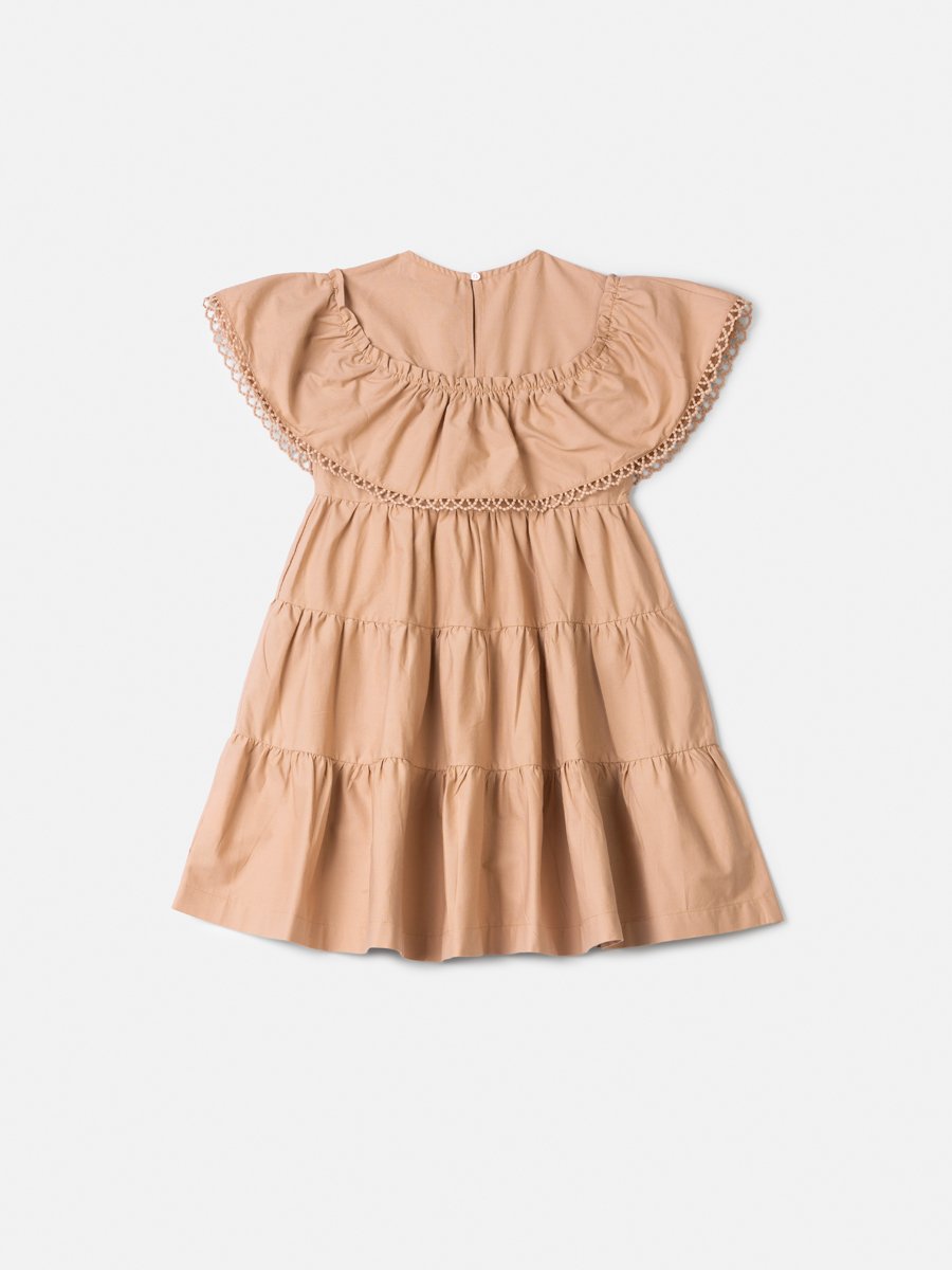 Children's Anime Girl Dress with Maxi Collar with Floral Embroidery