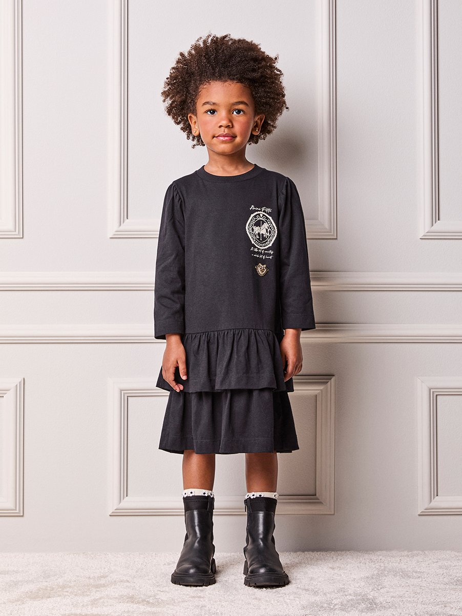 Children's Anime Girl Long Sleeve Dress with Ruffles
