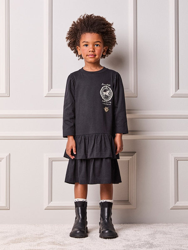 Children's Anime Girl Long Sleeve Dress with Ruffles
